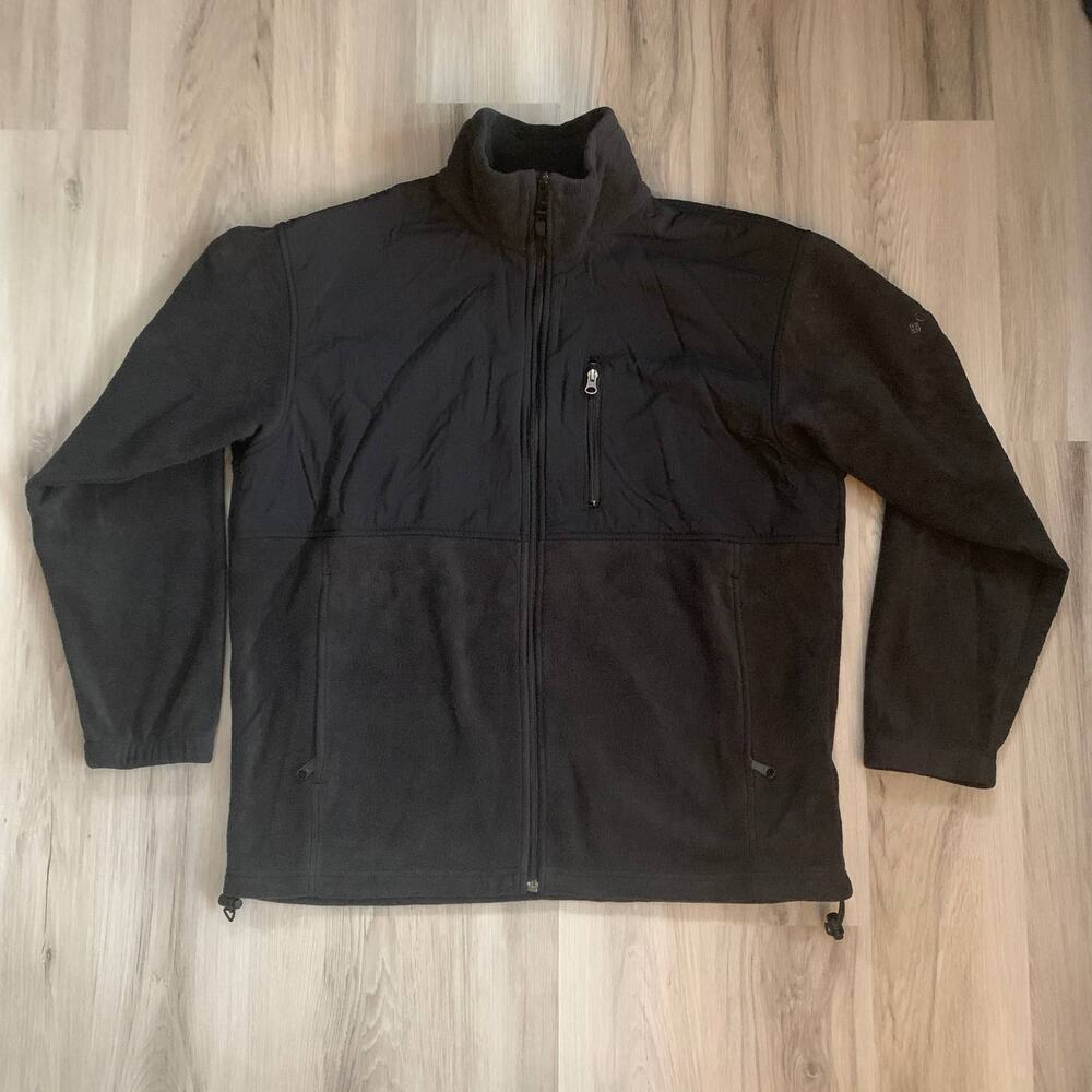 Columbia Sportswear Fleece Full Zip Track Jacket Large Mens Black Activewear
